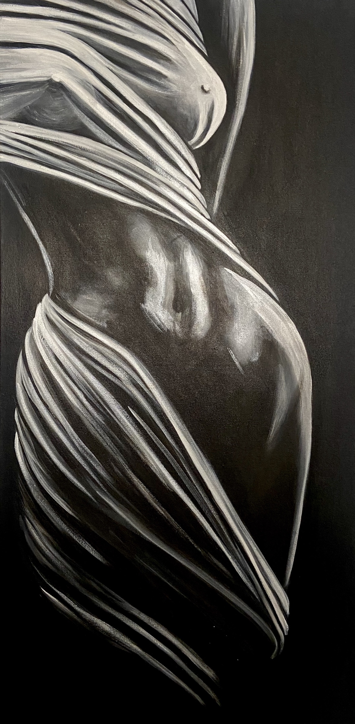 Drapery — black and white painting of a draped figure