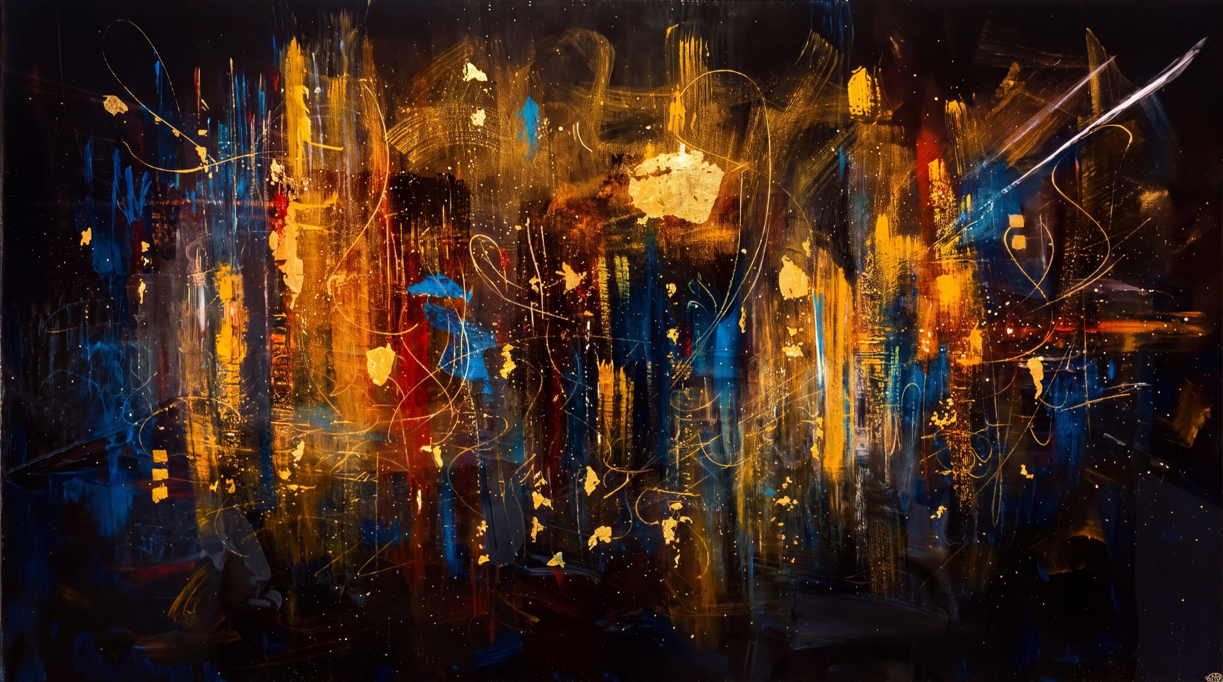 Golden City — abstract of a glowing golden city at night